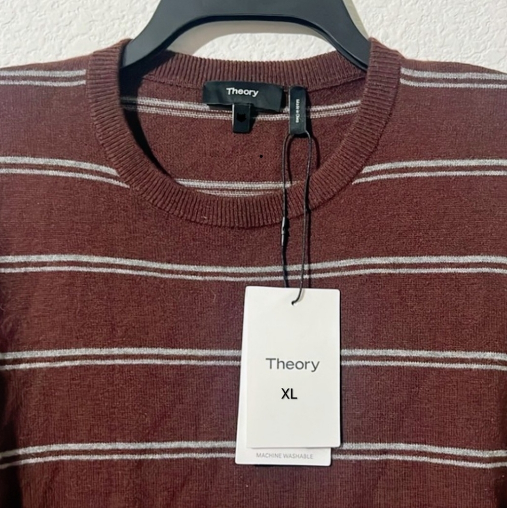 🔥BNWT🔥 Theory Men's Riland Maroon and Gray Crewneck Sweater Size (XL)